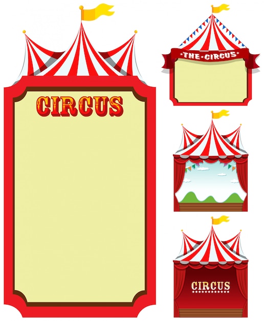 Vector gratuito conjunto de plantillas de circo.