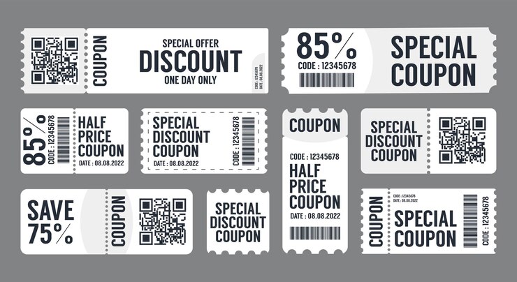 Conjunto de plantillas de cupones promocionales de ofertas especiales