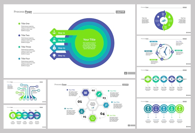 Conjunto de plantillas de diapositivas de ocho negocios