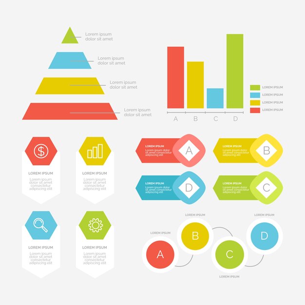 Conjunto de plantillas de elementos de diseño plano infografía