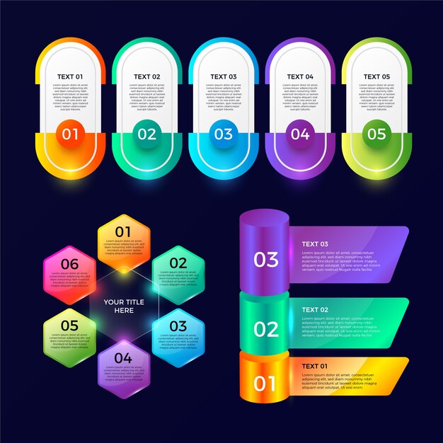 Conjunto de plantillas de elementos de infografía brillante realista