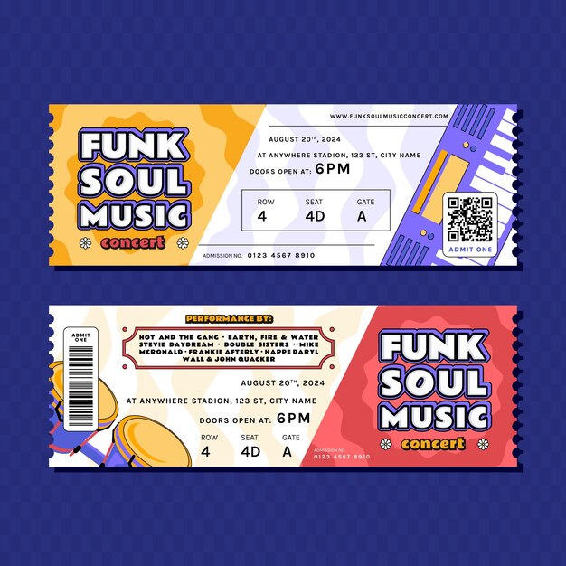 Conjunto de plantillas de entradas para conciertos