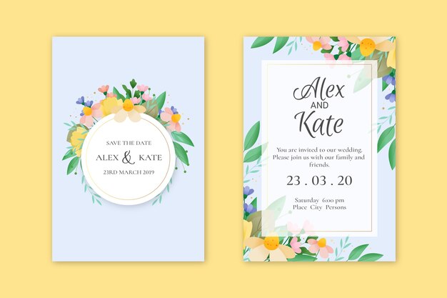 Conjunto de plantillas de invitación de boda elegante