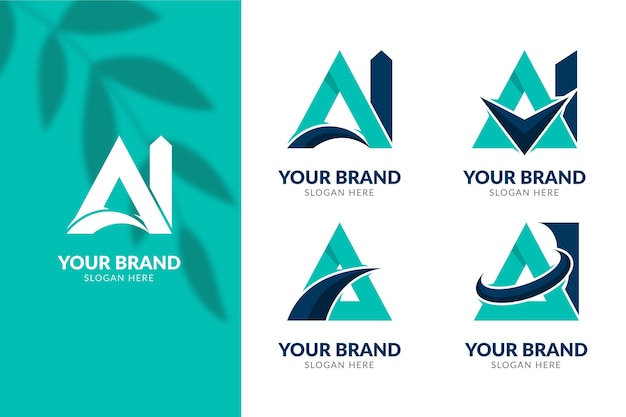 Vector gratuito conjunto de plantillas de logotipo de ai de diseño plano