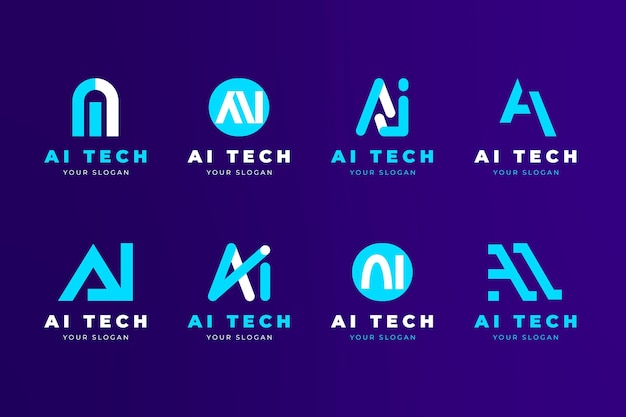Conjunto de plantillas de logotipo de ai de diseño plano