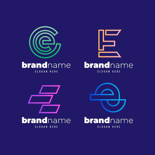 Vector gratuito conjunto de plantillas de logotipo degradado o