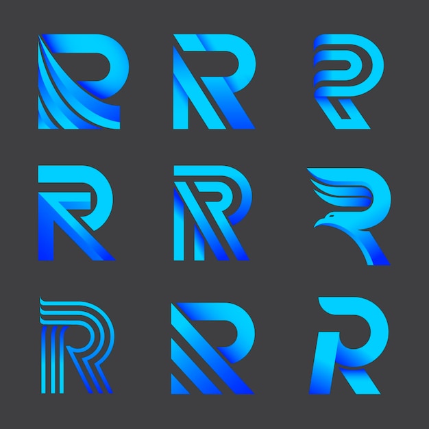 Vector gratuito conjunto de plantillas de logotipo degradado r