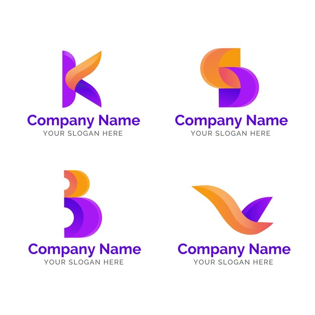 Conjunto de plantillas de logotipo degradado a