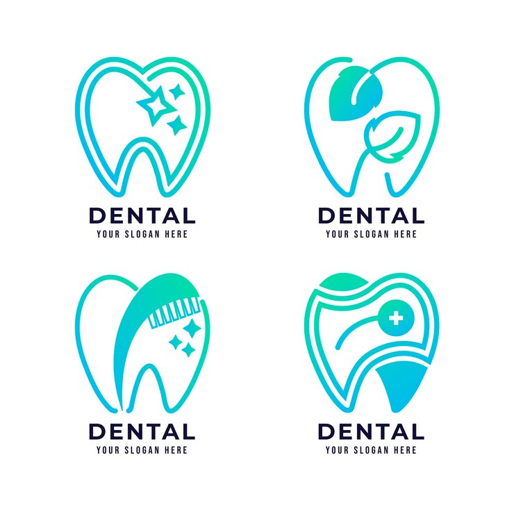 Vector gratuito conjunto de plantillas de logotipo dental degradado