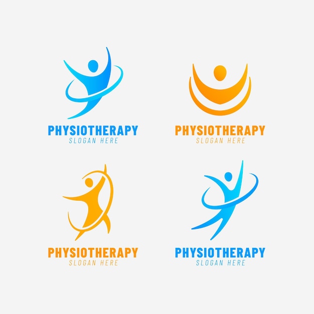 Conjunto de plantillas de logotipo de fisioterapia gradiente