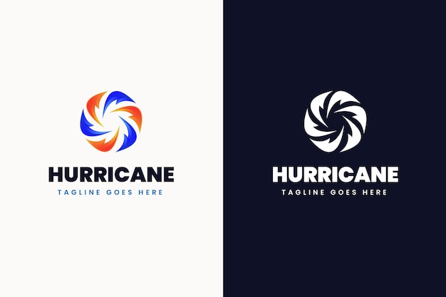 Conjunto de plantillas de logotipo de huracán degradado