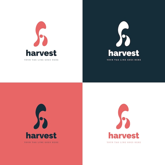 Vector gratuito conjunto de plantillas de logotipo de letra plana h