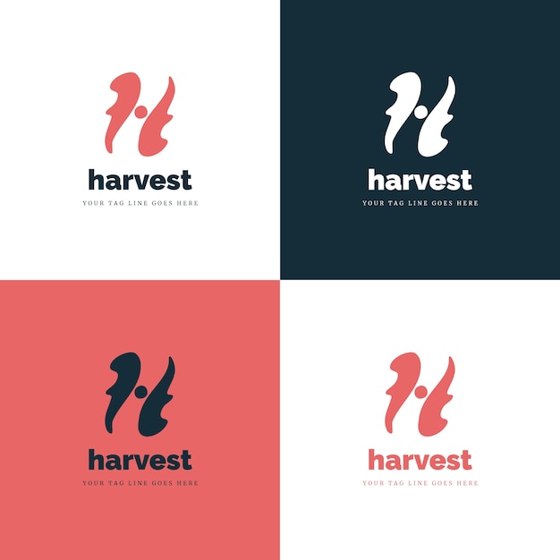 Vector gratuito conjunto de plantillas de logotipo de letra plana h