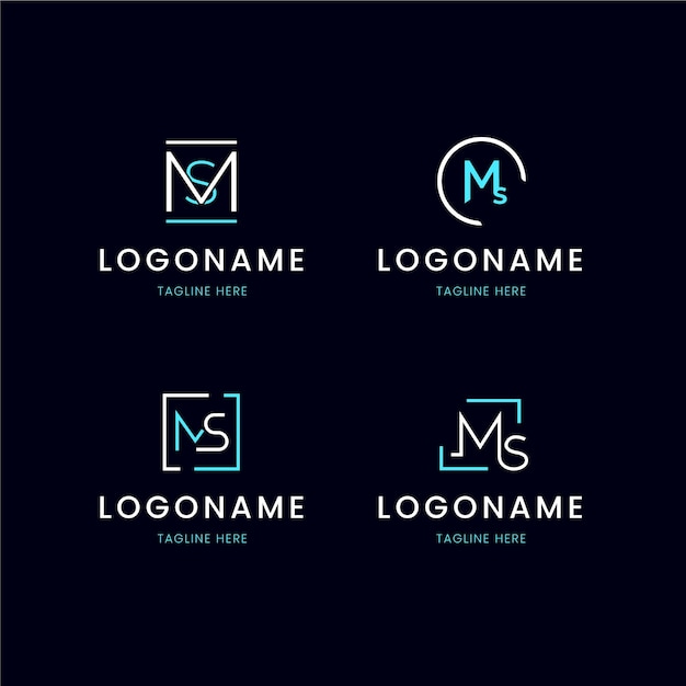 Vector gratuito conjunto de plantillas de logotipo de ms de diseño plano