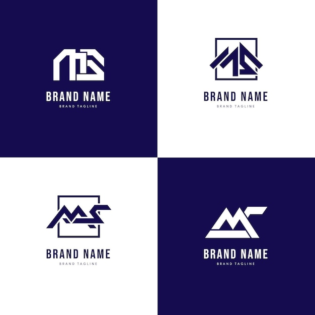 Conjunto de plantillas de logotipo de ms de diseño plano