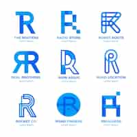 Vector gratuito conjunto de plantillas de logotipo r planas