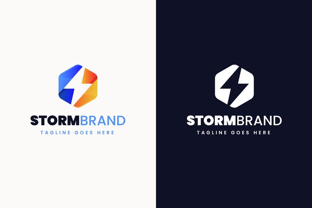 Conjunto de plantillas de logotipo de tormenta de degradado