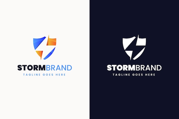 Conjunto de plantillas de logotipo de tormenta de degradado