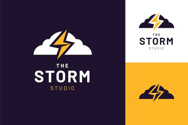 Conjunto de plantillas de logotipo de tormenta plana