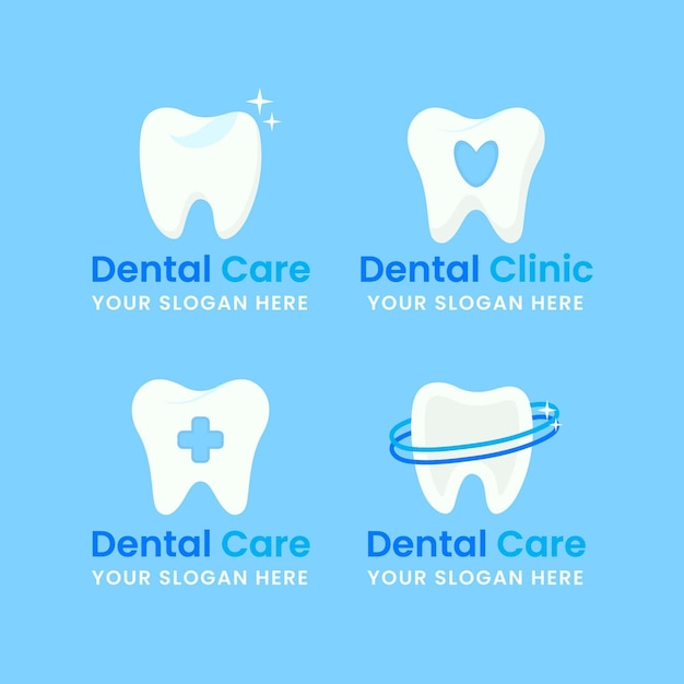 Vector gratuito conjunto de plantillas de logotipos dentales planos