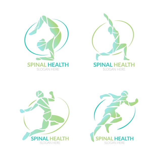 Vector gratuito conjunto de plantillas de logotipos de fisioterapia plana