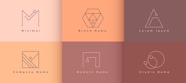 conjunto de plantillas mínimas de logotipo corporativo en estilo de línea