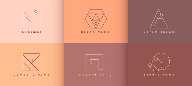 conjunto de plantillas mínimas de logotipo corporativo en estilo de línea