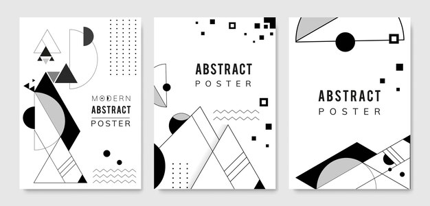 Conjunto de plantillas moderno blanco y negro abstracto
