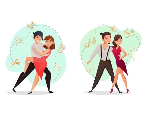 Vector gratuito conjunto de plantillas pair dance 2