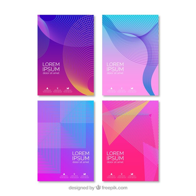 Conjunto de plantillas de portada con diseño geométrico