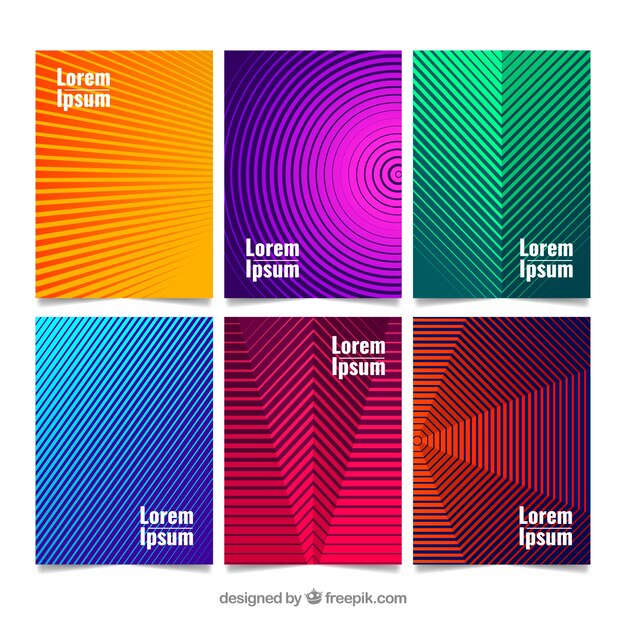 Conjunto de plantillas de portada con diseño geométrico