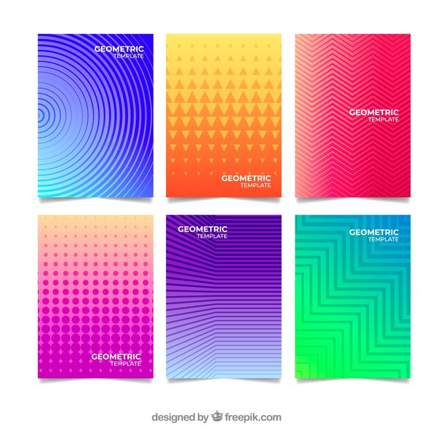 Conjunto de plantillas de portada con diseño geométrico