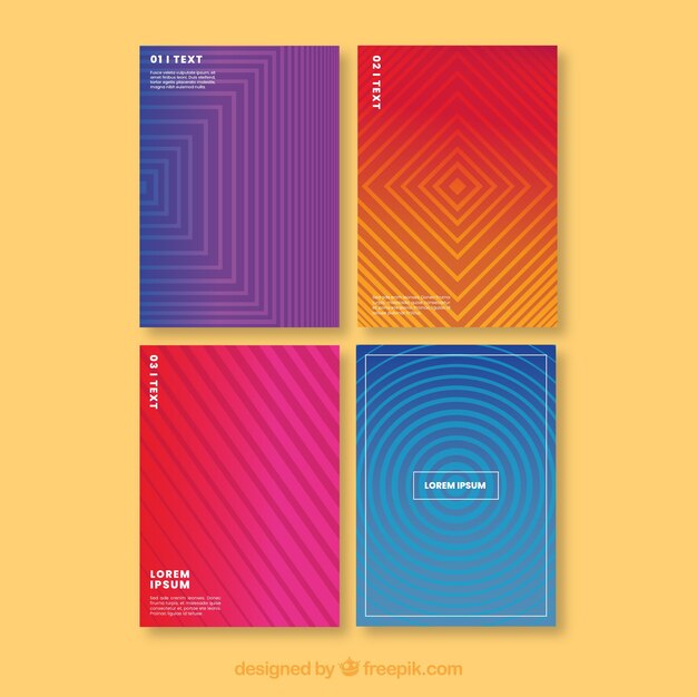 Conjunto de plantillas de portada con diseño geométrico