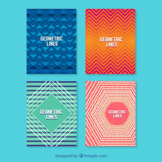 Conjunto de plantillas de portada con diseño geométrico