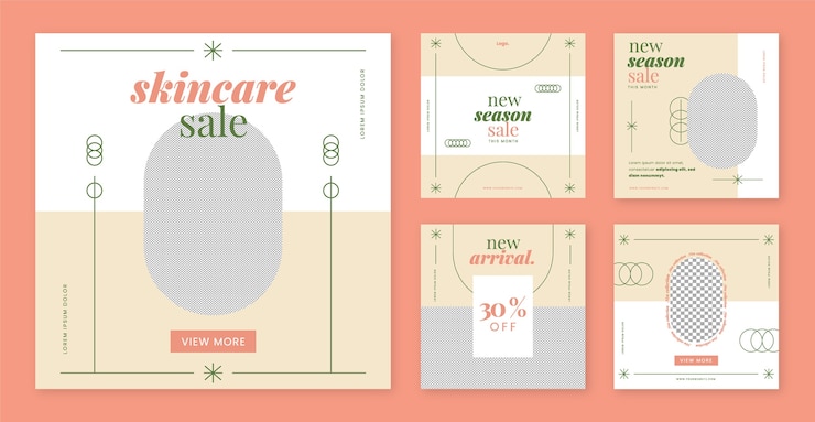 Vector gratuito conjunto de plantillas de publicación de instagram de venta de diseño plano