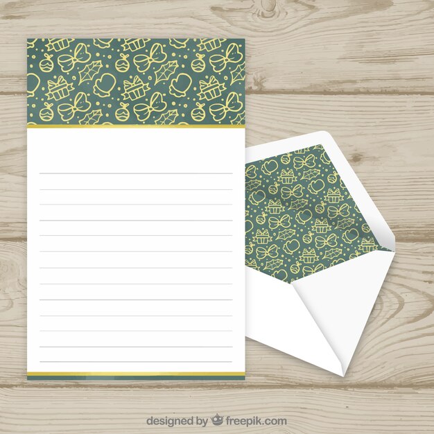 Conjunto de plantillas simples de una carta con sobre para navidad