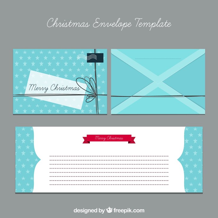 Vector gratuito conjunto de plantillas de sobres navideños azules