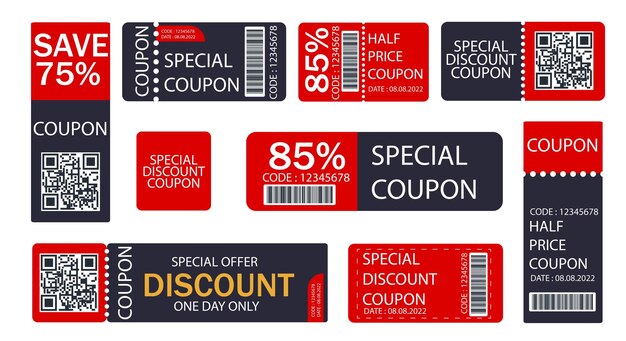 Conjunto de plantillas de vales promocionales de ofertas especiales de vector gratis