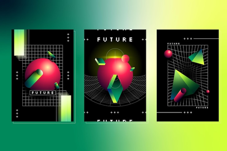 Vector gratuito conjunto de portada futurista degradada