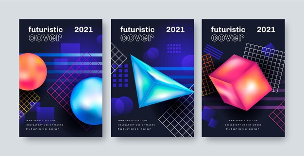 Conjunto de portada futurista degradada