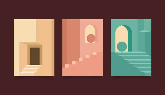 Conjunto de portadas de arquitectura minimalista