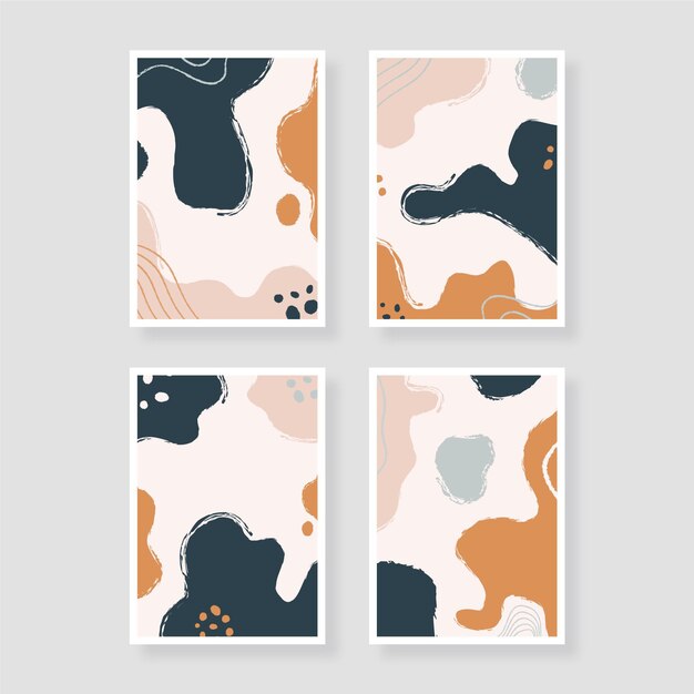 Conjunto de portadas de arte abstracto pintado a mano