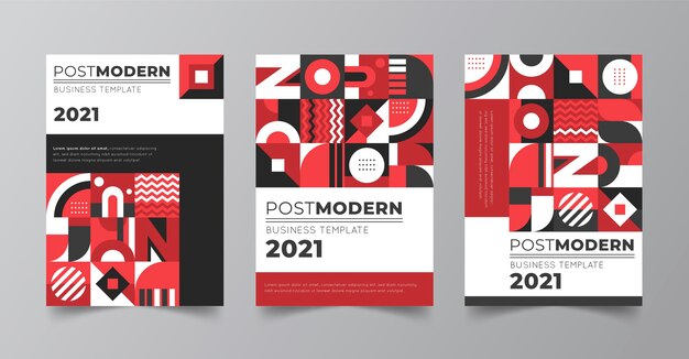 Conjunto de portadas de negocios posmodernas.