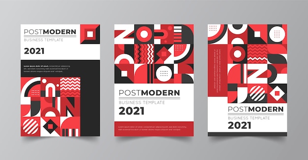 Conjunto de portadas de negocios posmodernas.