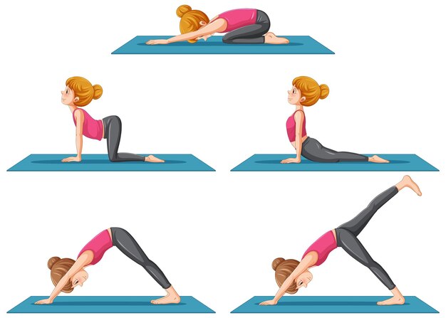 Conjunto de posturas de yoga.