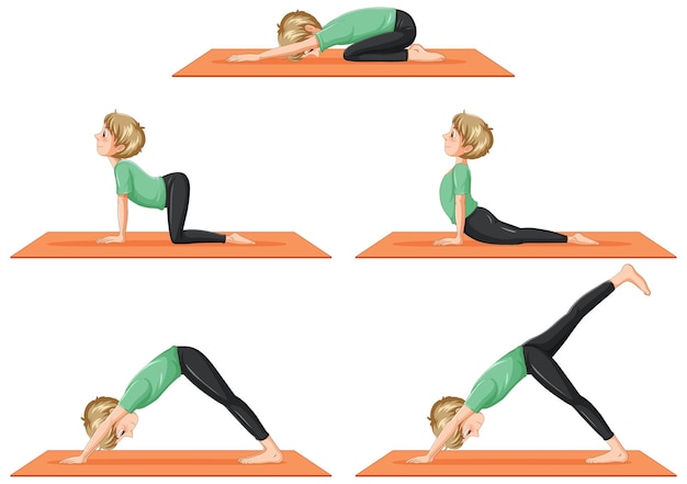 Vector gratuito conjunto de posturas de yoga.