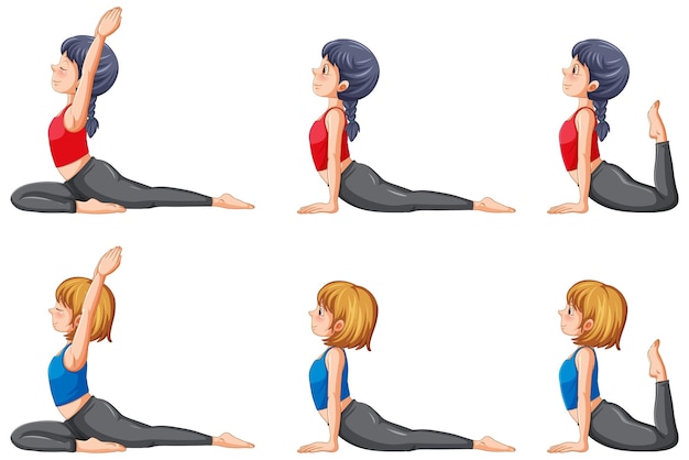 Vector gratuito conjunto de posturas de yoga.