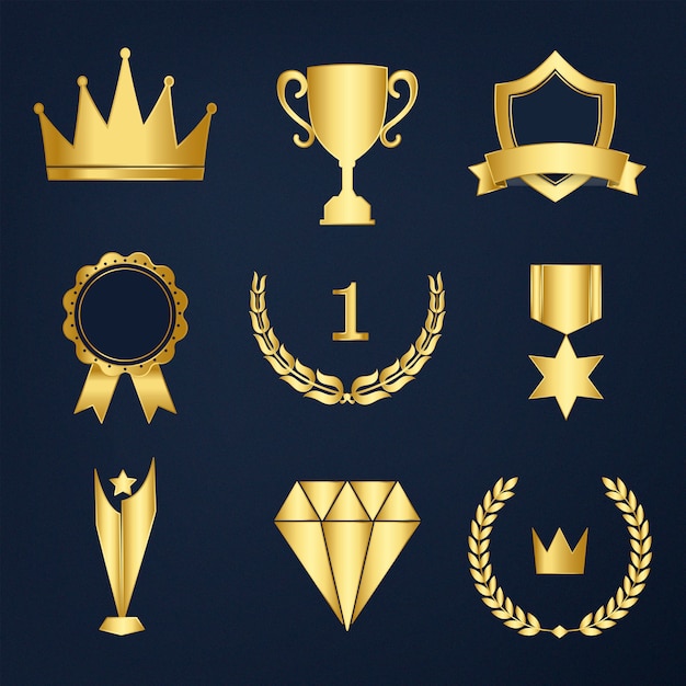 Vector gratuito conjunto de premios y distintivos vectoriales.