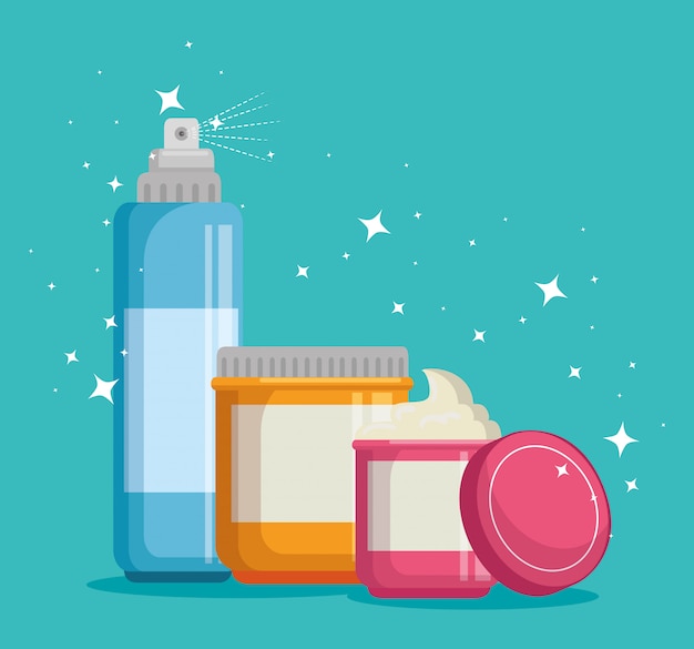 Conjunto de productos de cremas faciales.