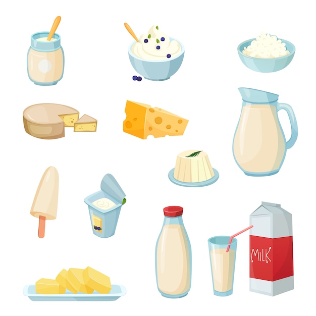 Conjunto de productos lácteos